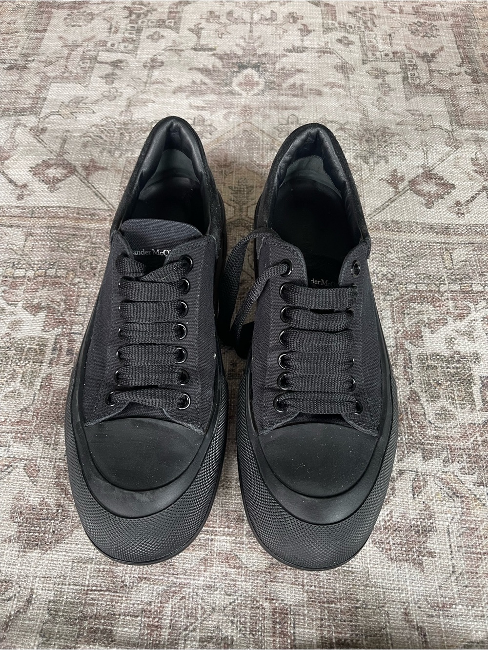 Alexander McQueen Deck Plimsoll Triple Black Low-Top Sneakers